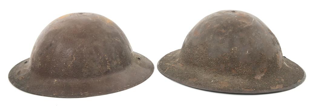 WWI US M1917 & BRITISH BRODIE HELMETS LOT OF 2