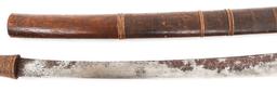 BURMESE DHA SWORD WITH WOODEN SCABBARD