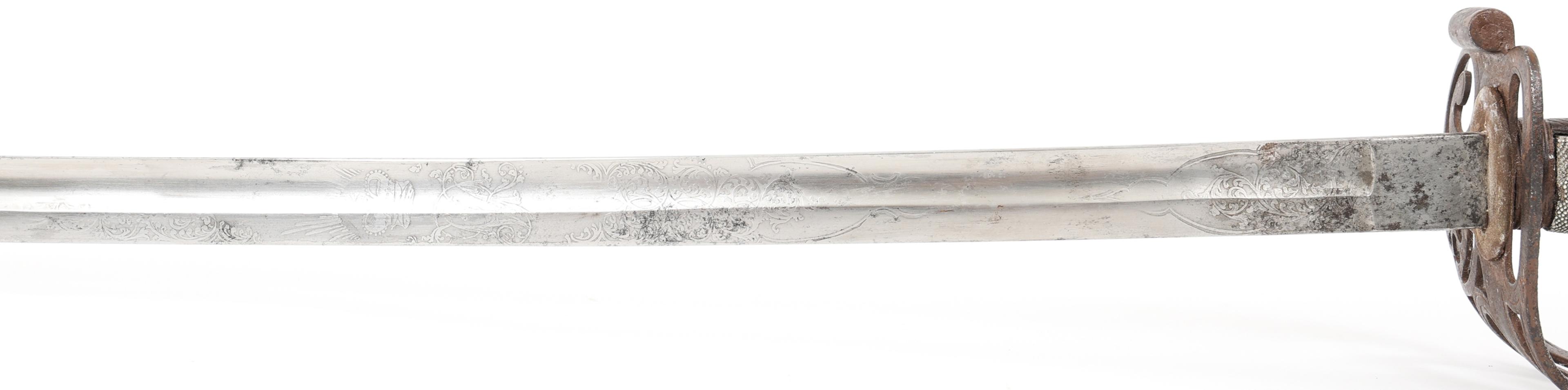 BRITISH RIFLE VOLUNTEERS M1827 ETCHED BLADE SWORD