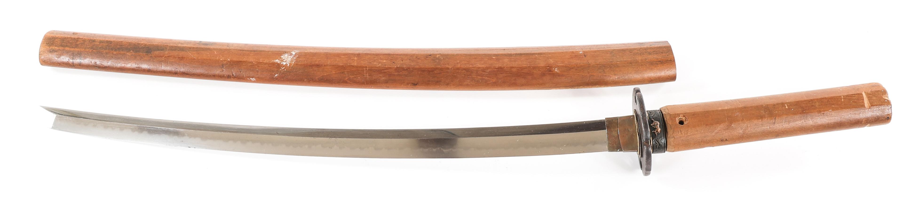 JAPANESE WAKIZASHI SWORD WITH WOODEN SAYA