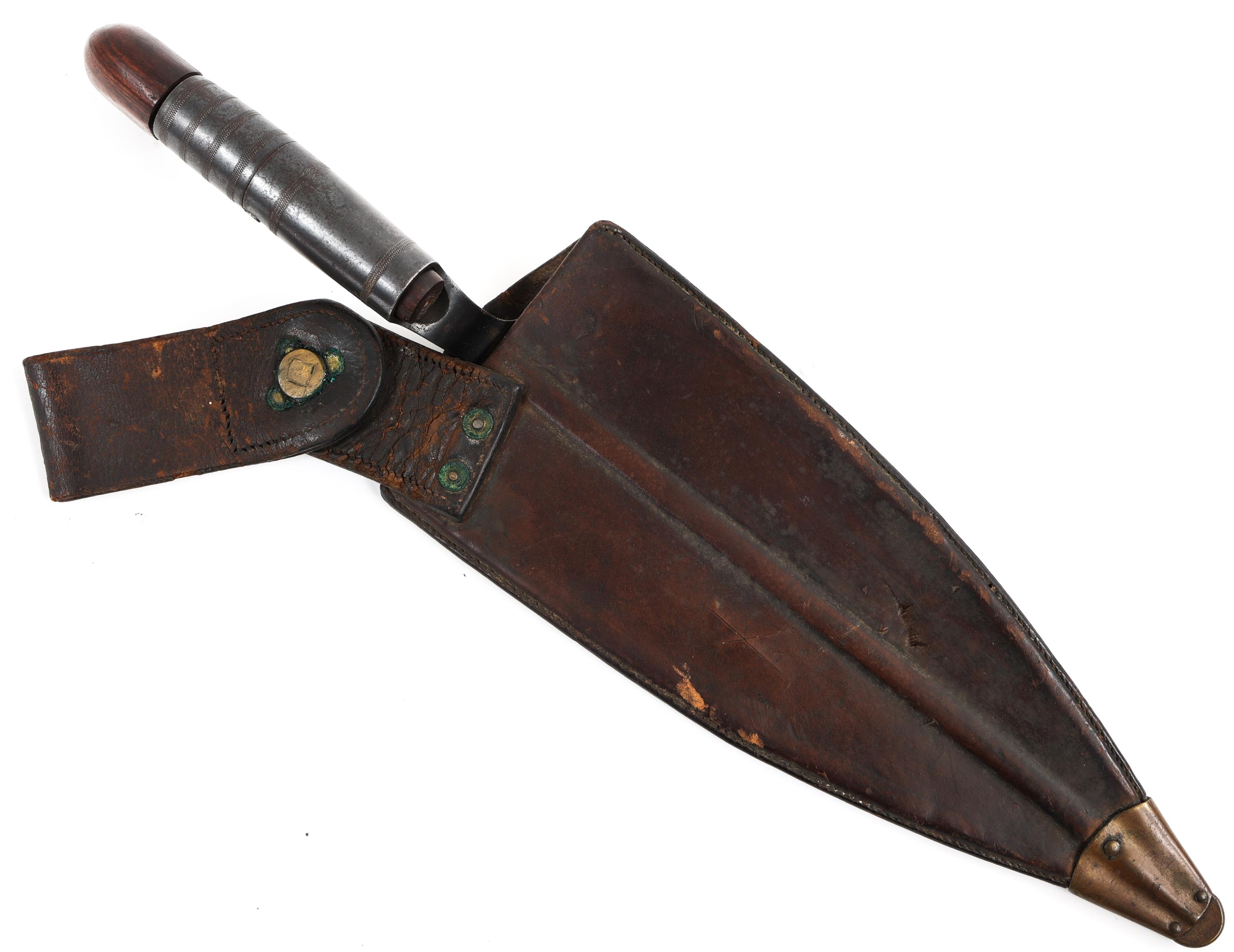 SPAN-AM WAR M1873 TROWEL BAYONET & LEATHER SHEATH