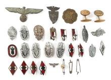 WWII GERMAN HITLER YOUTH & NSDAP PINS & CUFF LINKS