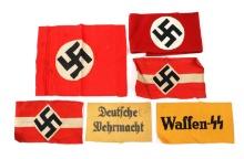 WWII GERMAN SS, WEHRMACHT, HJ, & NSDAP ARMBANDS