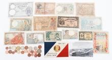 WWI - WWII FRENCH CURRENCY, POST CARD, & CALENDAR