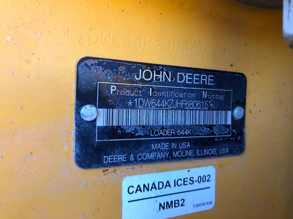 2016 John Deere 644K Loader