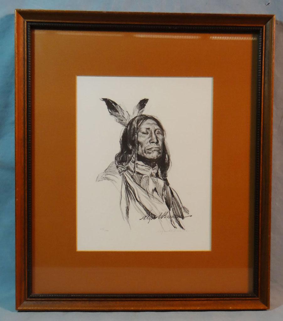 Brown, Reynold (1917-1991) Indian Portrait, pencil print, #53/100, 10" x 8"