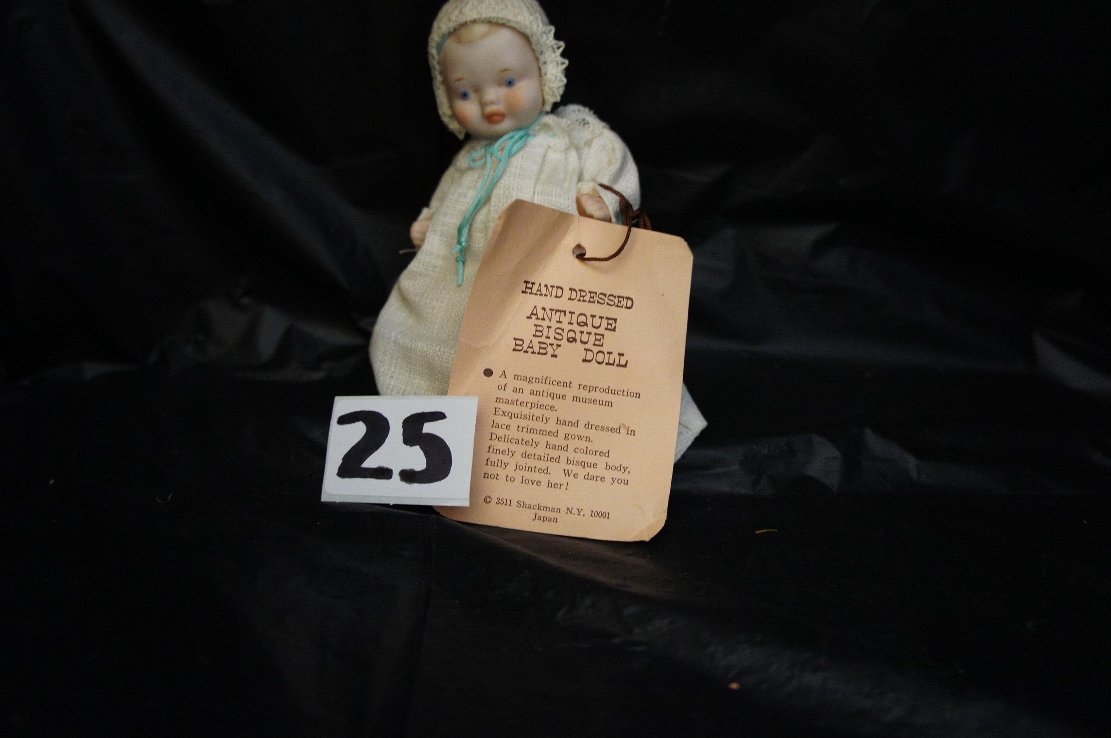 "Bisque Baby Doll"  Hand Dressed Antique     5-1/2 " tall     [head slightly loose]