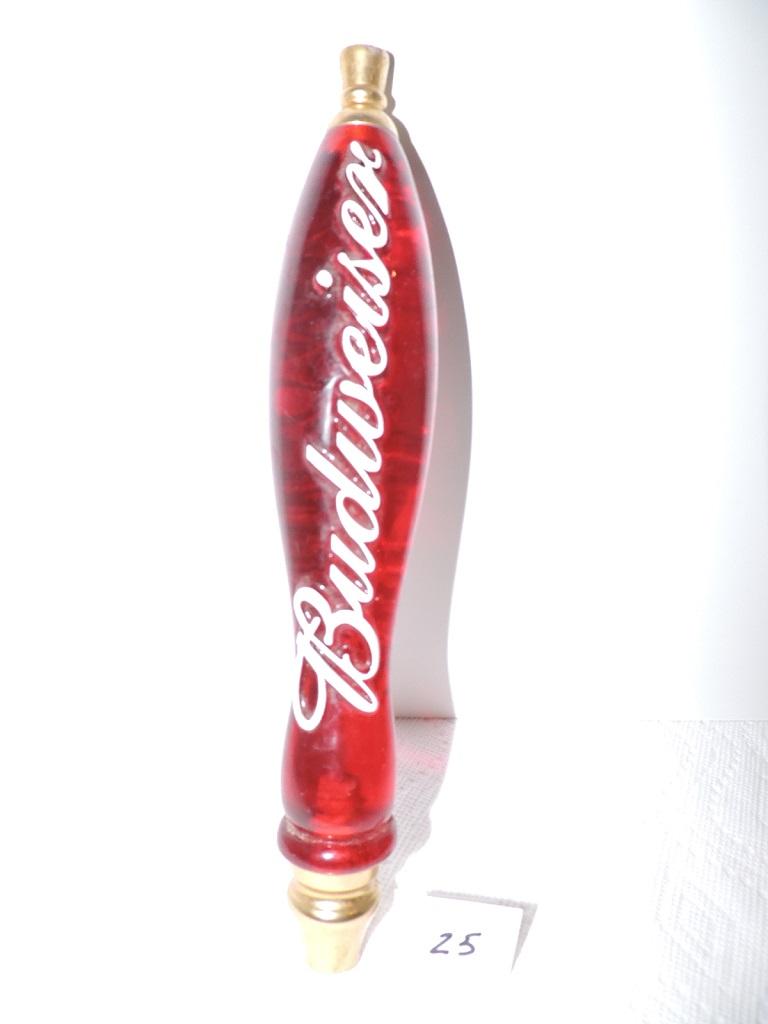 Budweiser Red Acrylic Tapper Handle, 2 sided, 12"