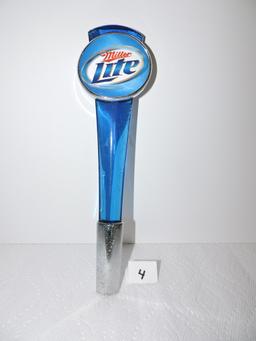 Miller Light Tapper Handle, 2 sided, 12", Shows wear in metal & acrylic