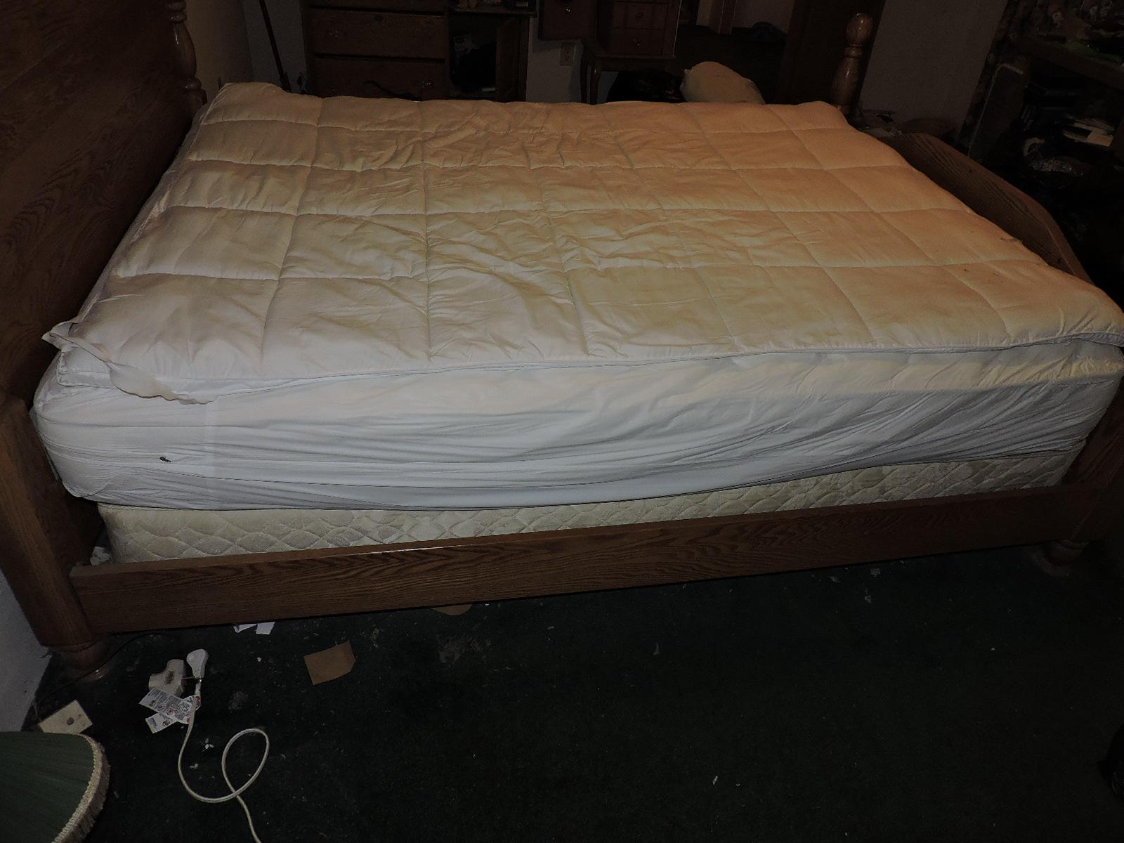 Oak Bed, 60" x 80" Topper, Box Spring & Mattress Optional, LOCAL PICK UP ONLY