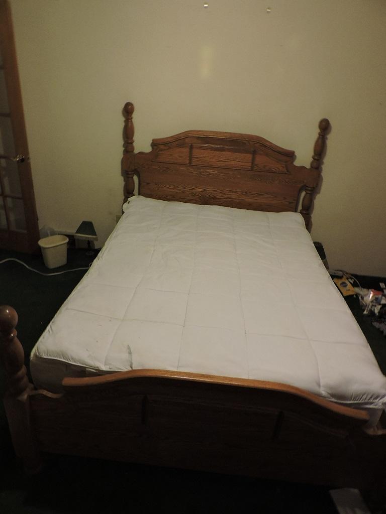 Oak Bed, 60" x 80" Topper, Box Spring & Mattress Optional, LOCAL PICK UP ONLY