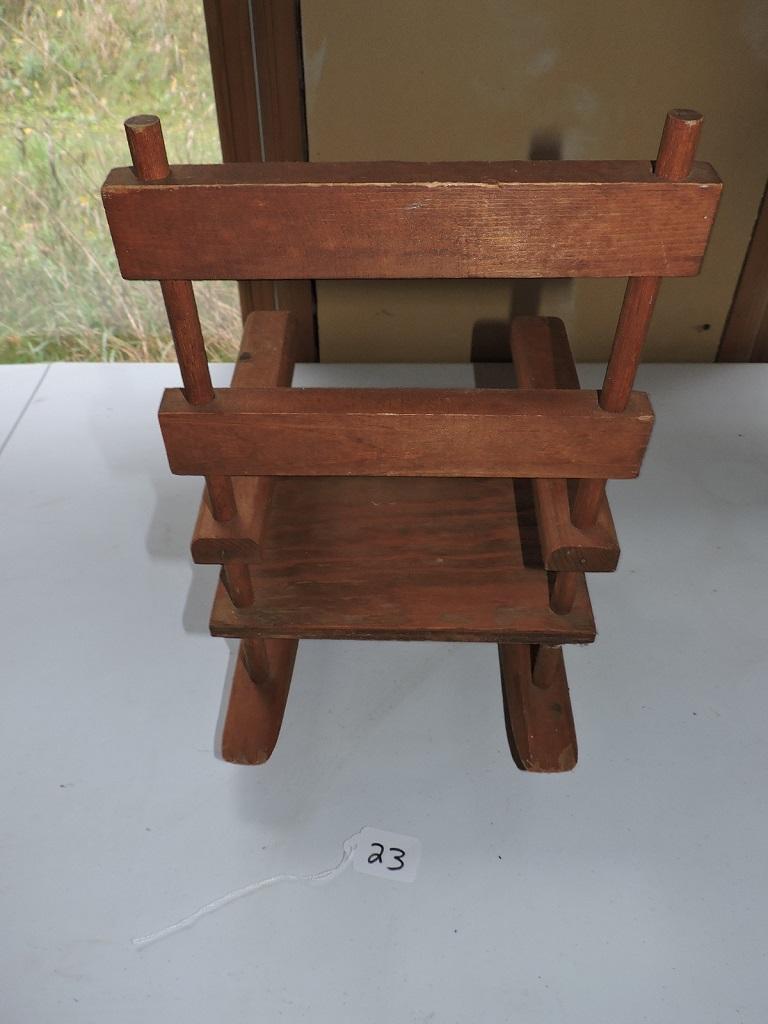 Doll Rocking Chair, Wooden, 11 1/2" x 8 3/4" x 15" tall, LOCAL PICK UP ONLY