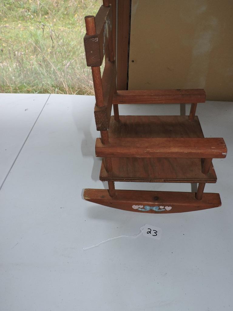 Doll Rocking Chair, Wooden, 11 1/2" x 8 3/4" x 15" tall, LOCAL PICK UP ONLY