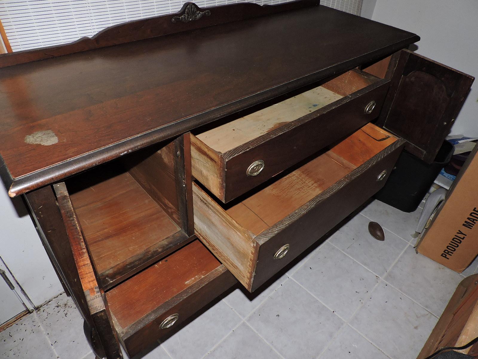 Antique Buffet, Wood, Metal Handles, 54" x 43" x 20", Bare spot on top, LOCAL PICK UP ONLY