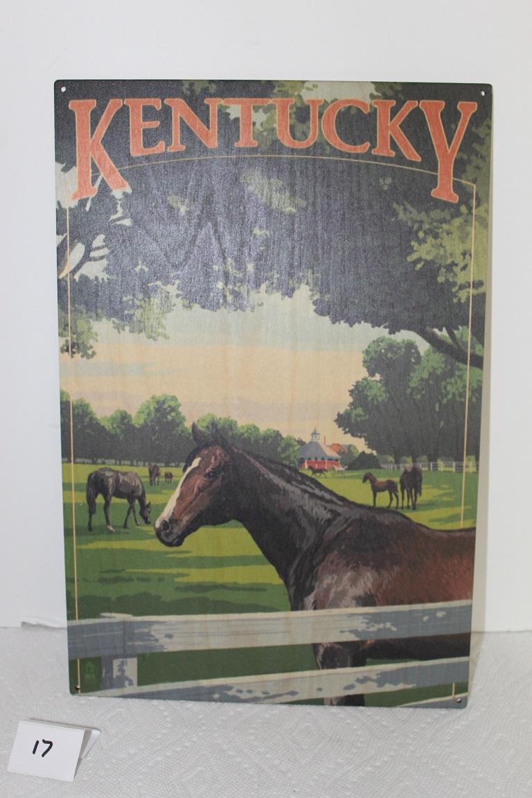 Wooden Kentucky Sign, Holes In Corners For Hanging, 15" x 10"