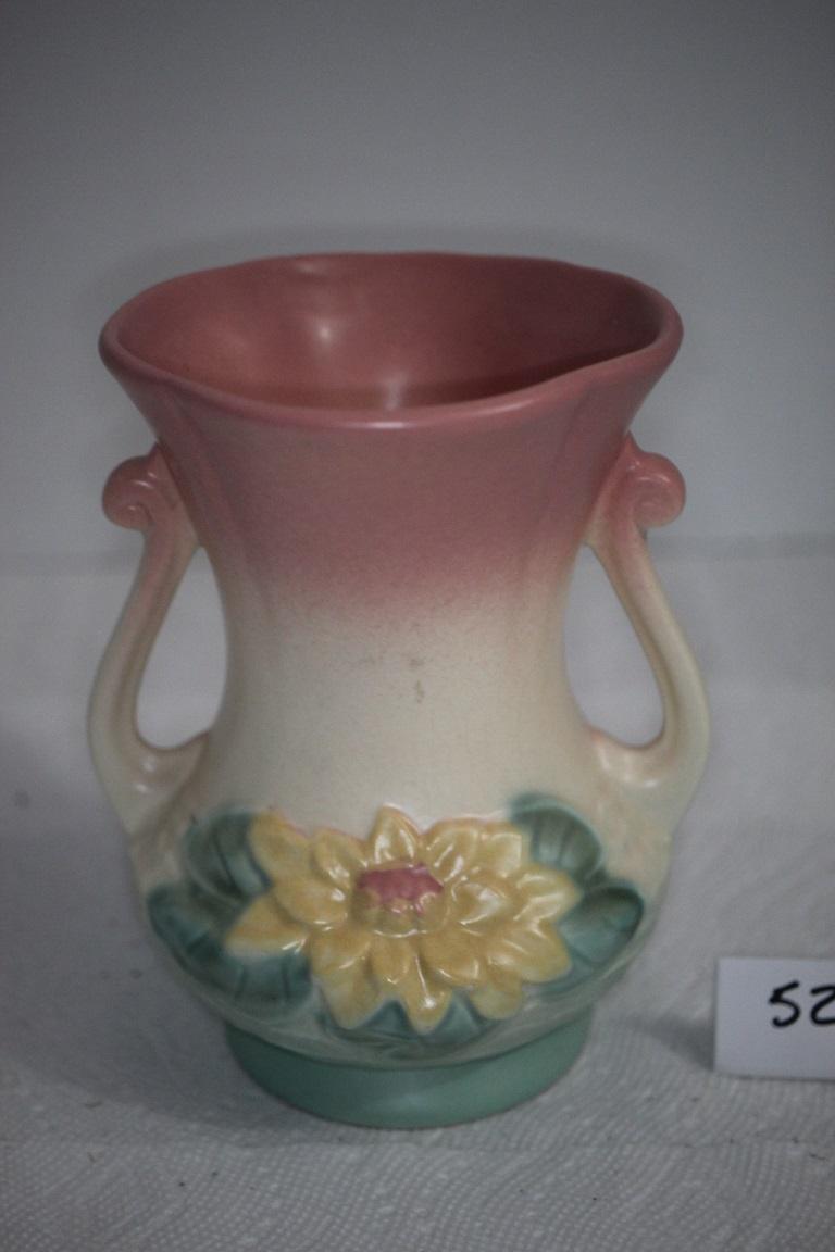 Hull Art Double Handle Water Lily Vase, USA, 4-6 1/2", Mark inside