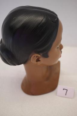 Marwal Chalkware Bust, 7 1/2"H x 5", Has cracks