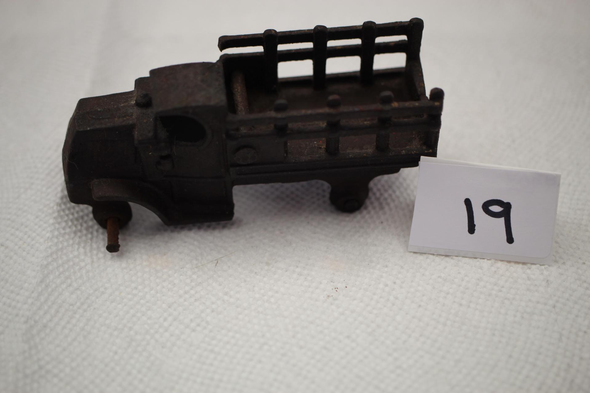 Cast Iron Truck For Parts Or Repair, 4 1/4"L x 2 1/4", Missing 3 wheels