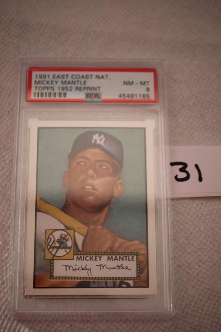Mickey Mantle, Topps 1952 Reprint Card, 1991 East Coast National, PSA Grade 8, NM-MT