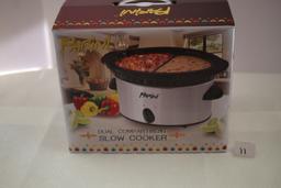 Dual Compartment Slow Cooker, Parini, 8"L x 10 1/2"W x 7"H, NIB