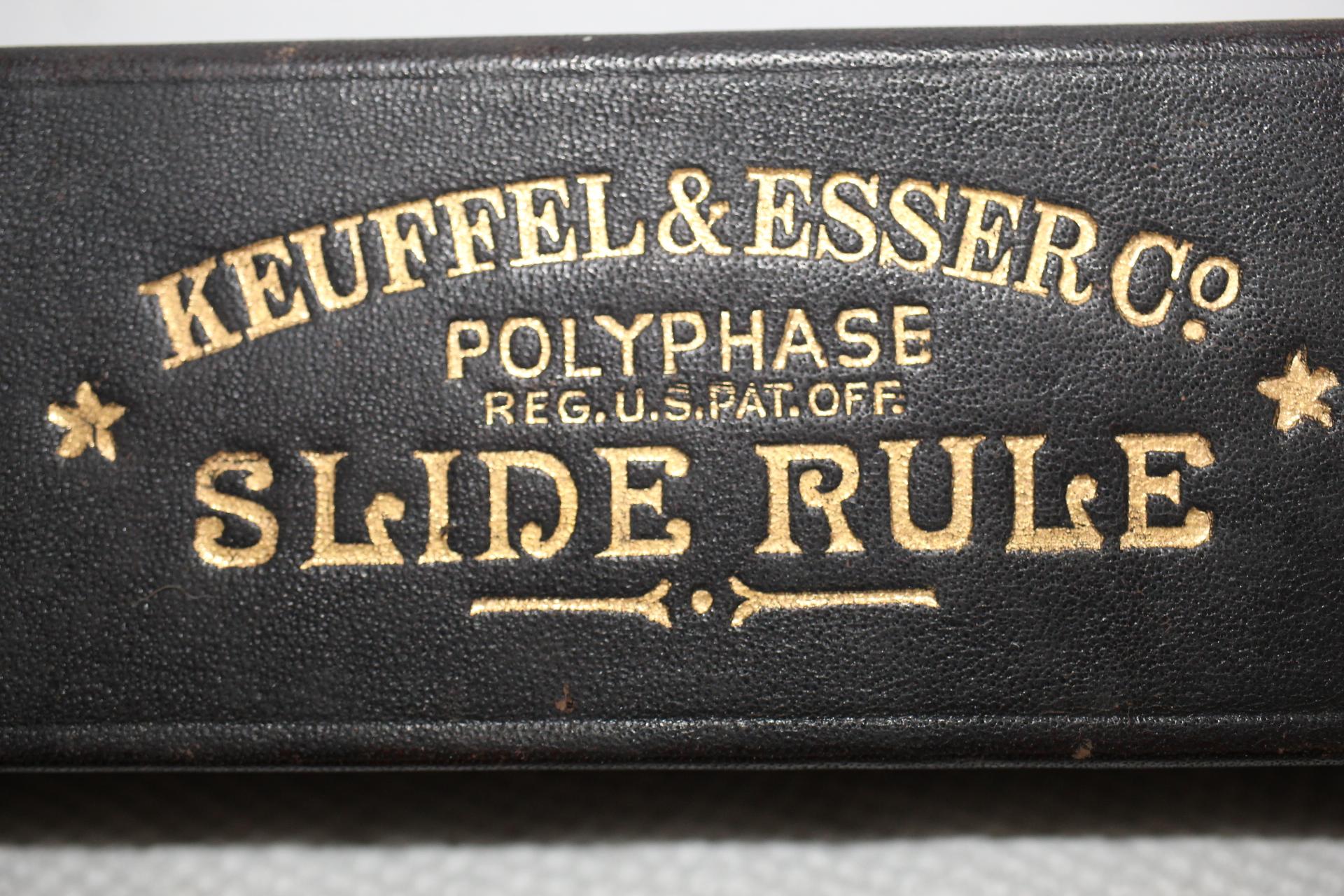 Slide Rule With Case, Keuffel & Esser Co., Polyphase, Pat. June 5, 1900, Slide Rule 10 3/4"