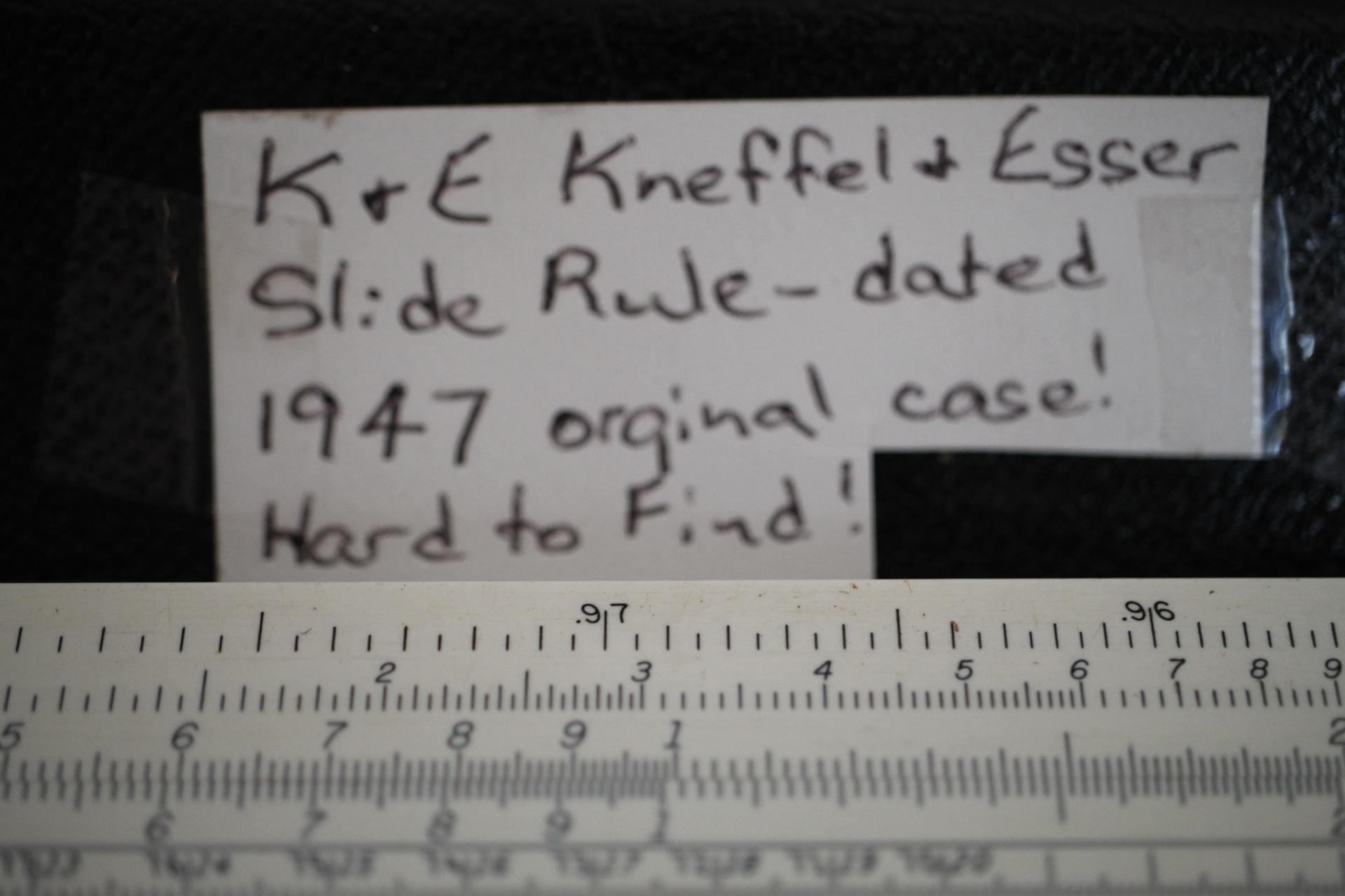 Slide Rule With Case, Keuffel & Esser, 1947, Slide Rule 12 1/2", Name on inside of case flap