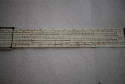 Slide Rule With Case, Keuffel & Esser, 1947, Slide Rule 12 1/2", Name on inside of case flap