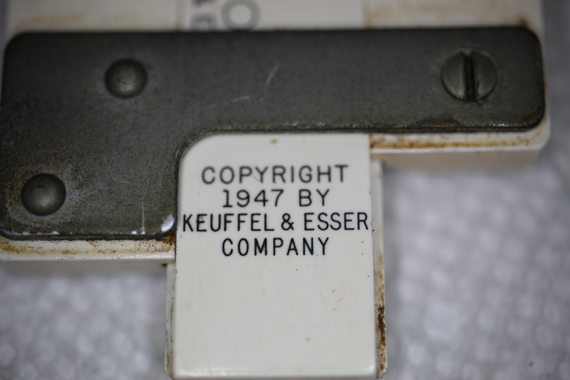 Slide Rule With Case, Keuffel & Esser, 1947, Slide Rule 12 1/2", Name on inside of case flap