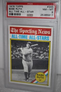 Babe Ruth All Time All-Star Card, 1976 Topps, #345, PSA Grade 8, NM-MT, #25365917