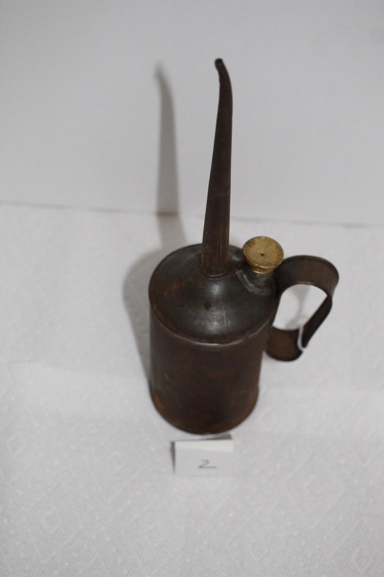 Vintage Oil Can, Metal, 1950's, Handmade?, 11 3/4"