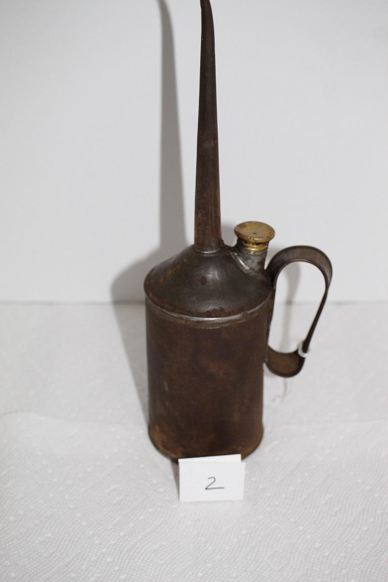 Vintage Oil Can, Metal, 1950's, Handmade?, 11 3/4"