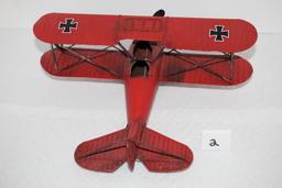 Red Baron Metal Airplane, 10"L x 11 3/4"W