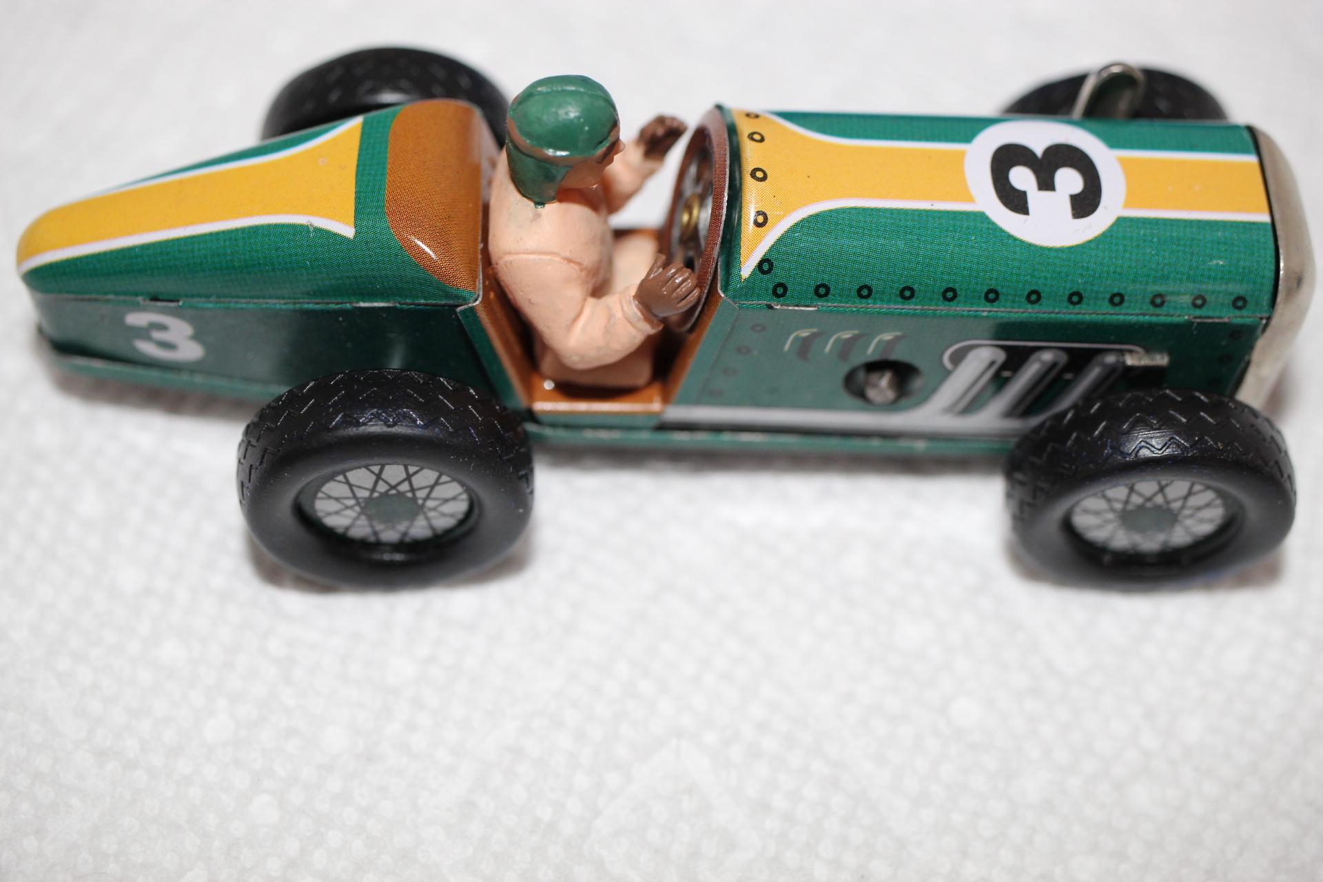 Speedway Racer Classic Wind-Up Tin Car With Driver, Reproduction, 2000, Schylling, #5840