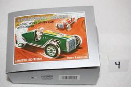 Speedway Racer Classic Wind-Up Tin Car With Driver, Reproduction, 2000, Schylling, #5840