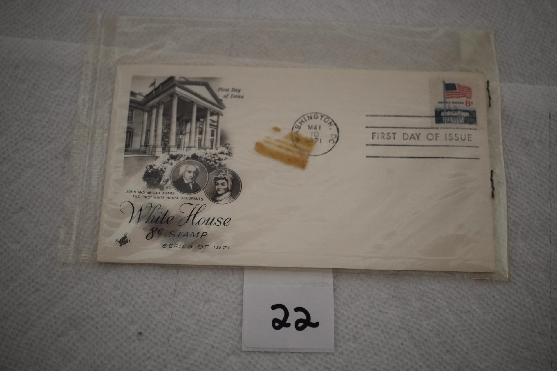 White House 8 cent Stamp, First Day of Issue, 1971, Envelope 6 1/2" x 3 1/2"