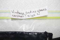 Vintage Ladies Leather Gloves, Size Large