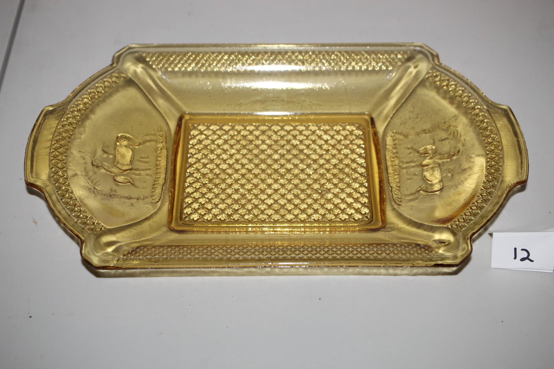 Yellow Depression Glass Tray, 13" x 8"