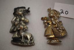 2 Vintage Metal Pins, 2 3/4" & 3"