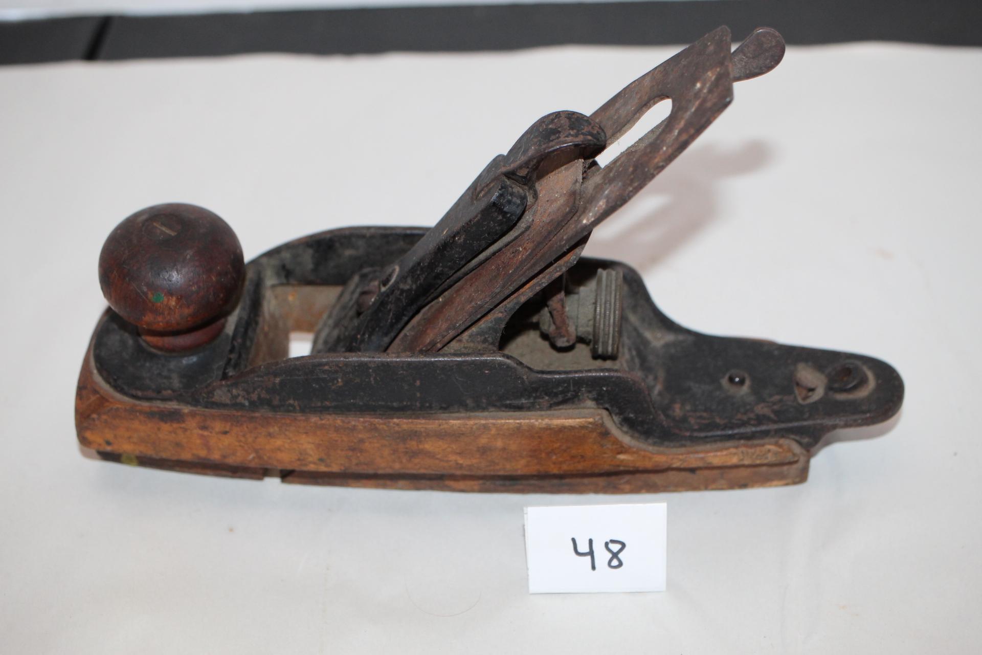 Vintage Hand Plane, No Markings, Wood & Metal, 9 3/4"L