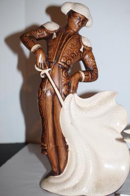 Bull Fighter-Ceramic-12 1/2"H, Bull 13 1/2" x 7"H, Ceramic, Repaired, See Picture