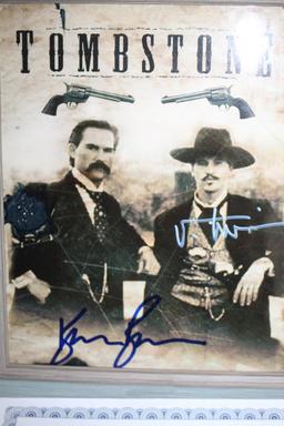 Framed Autographed Tombstone Picture, Val Kilmer, Kurt Russell, 13" x 11" incl. frame, COA