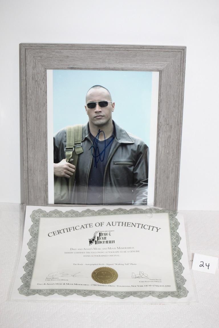 Framed Autographed The Rock Picture, 13" x 11" incl. frame, COA