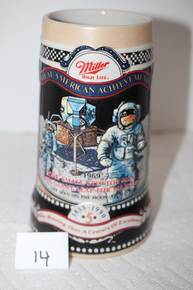 Miller High Life Beer Stein, Great American Achievements, First Man On The Moon 1969