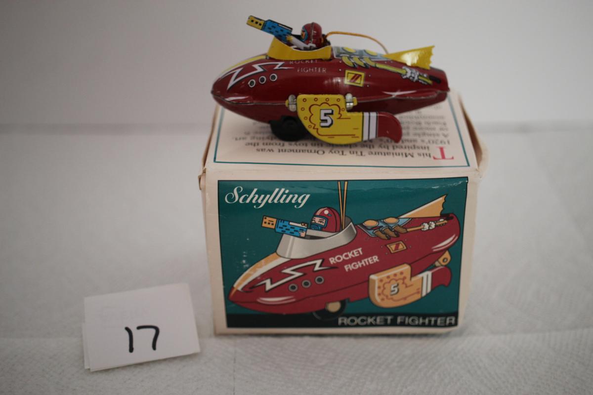 Schylling Tin Toy Ornament, Rocket Fighter, 1998, 3 1/4"L