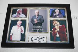 Framed Kenny Rogers Signed Picture, No COA, 13" x 9 1/2" incl. frame