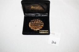 Estee Lauder Golden Alligator Compact With Case, 2" Round