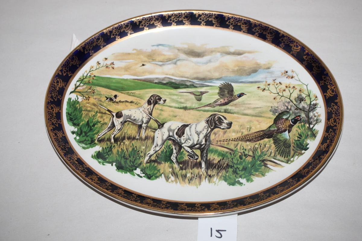 Dogs & Pheasants Weatherby Hanley England, Royal Falcon Ware Oval Plate Platter, #4-69, 12"L