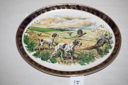 Dogs & Pheasants Weatherby Hanley England, Royal Falcon Ware Oval Plate Platter, #4-69, 12"L