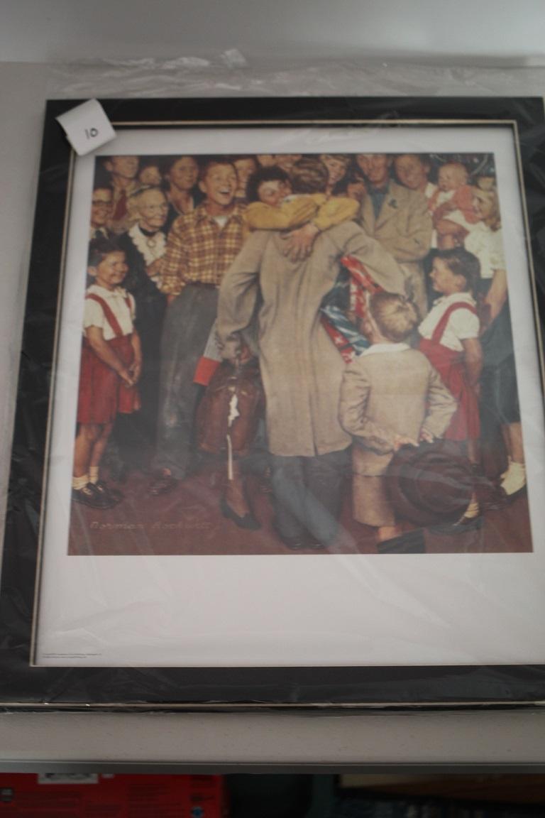 Framed Under Glass Norman Rockwell Christmas Homecoming Print