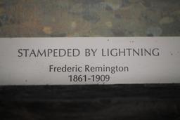 Framed Under Glass Frederic Remington, Stampeded By Lightning Print, 1908, A.A. Inc.